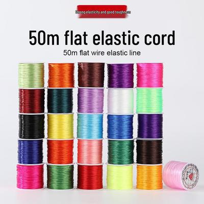 0.8mm Elastic Spandex Cord, 50m - Ideal for DIY Bracelets, Weaving, and Beading