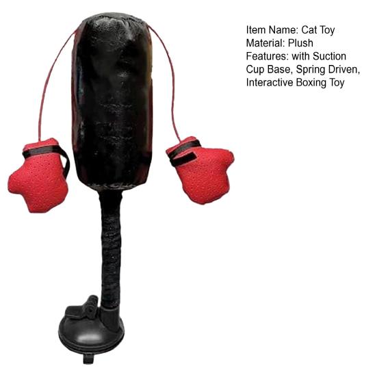 Cat Boxing Toy Interactive Cat Punching Bag Toy with Suction Cup Base Cats Boxing Toy with Spring-Loaded Bobbing Action for Indoor Cats Exercise