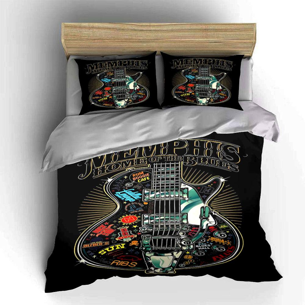 Stylized Guitar with Text. Bedding Sets Duvet Cover Sets Duvet Covers Pillowcases(1 * Duvet Cover 2 * Pillowcases Without Duvet Insert)