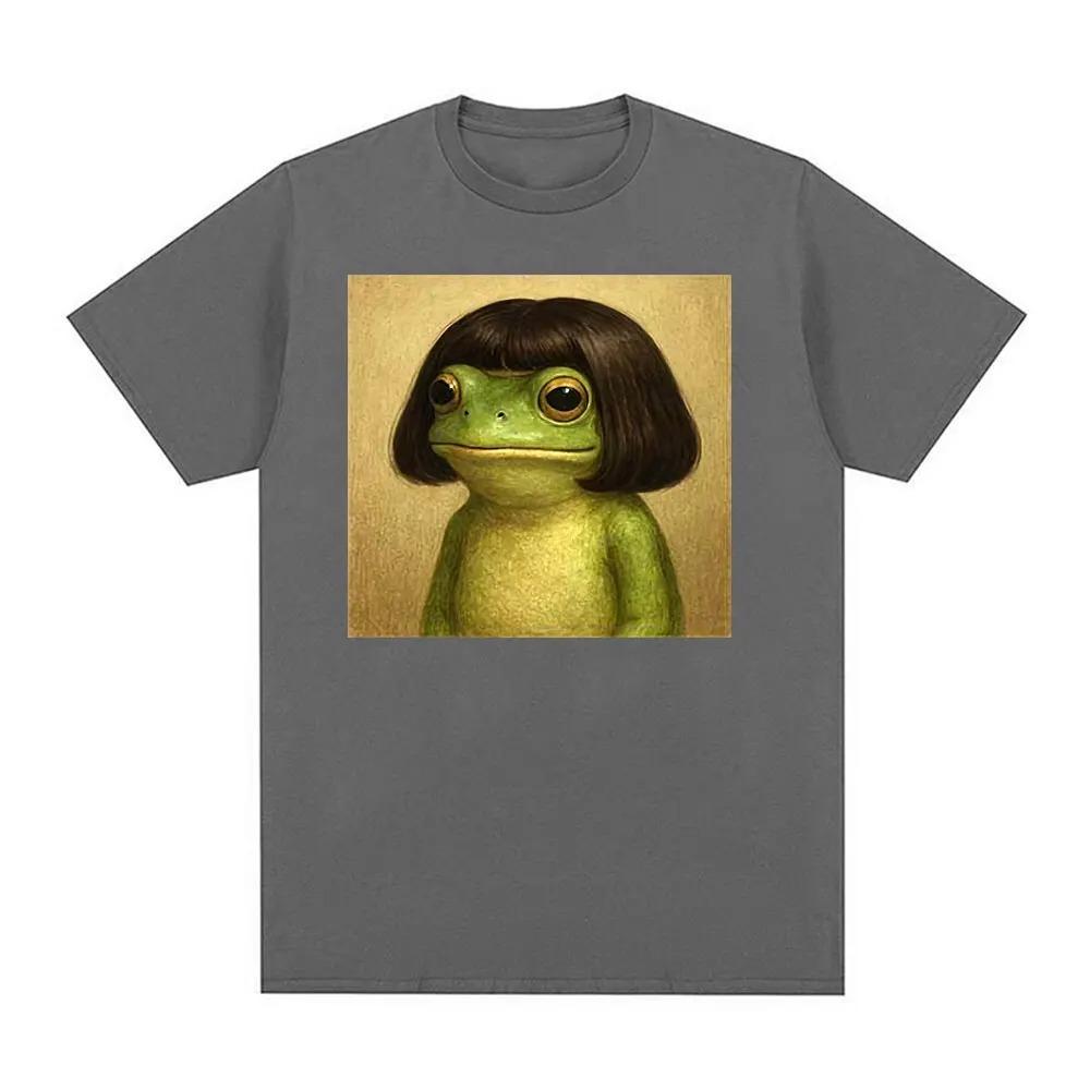 Vintage 90s Casual Oversized T-shirt Funny Frog Face with Bob Haircut Meme T Shirt Unisex Women Fashion Humor Short Sleeve T-shirts