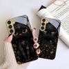 Fantastic Black Cat For Samsung Galaxy S20 FE S21 S22 S23 Plus S24 Ultra S25Ultra S21+ S9+ S22Plus Golden Glass Phone Case