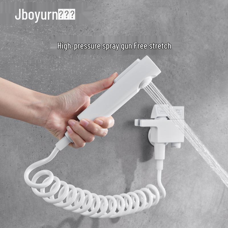 White Bathroom Bidet Toilet Spray Gun Set with Faucet Washer