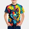 Children's Funny Series 3D Digital Printed Boys' Casual and Comfortable Round Neck Short Sleeved T-shirt