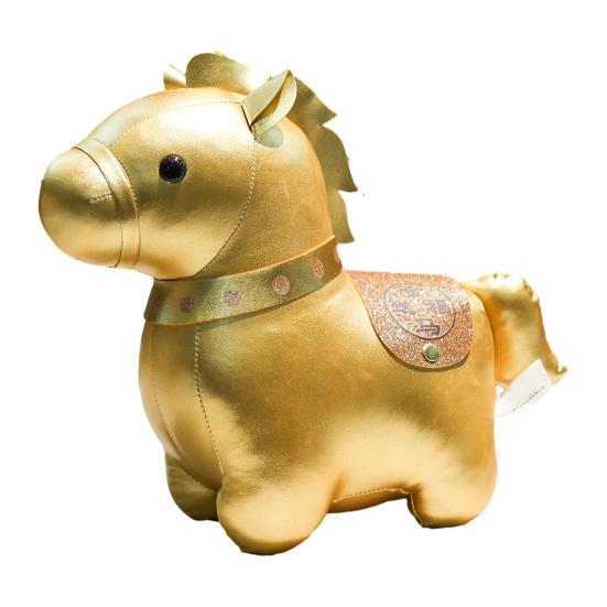 Kleine Plüsch Tierkreis Pferd Maskottchen Puppe Goldenes Stoffpferd Statue Segen Souvenir Geschenk für Chinesisches Neujahr Frühlingsfest Zuhause Büro Geschäft