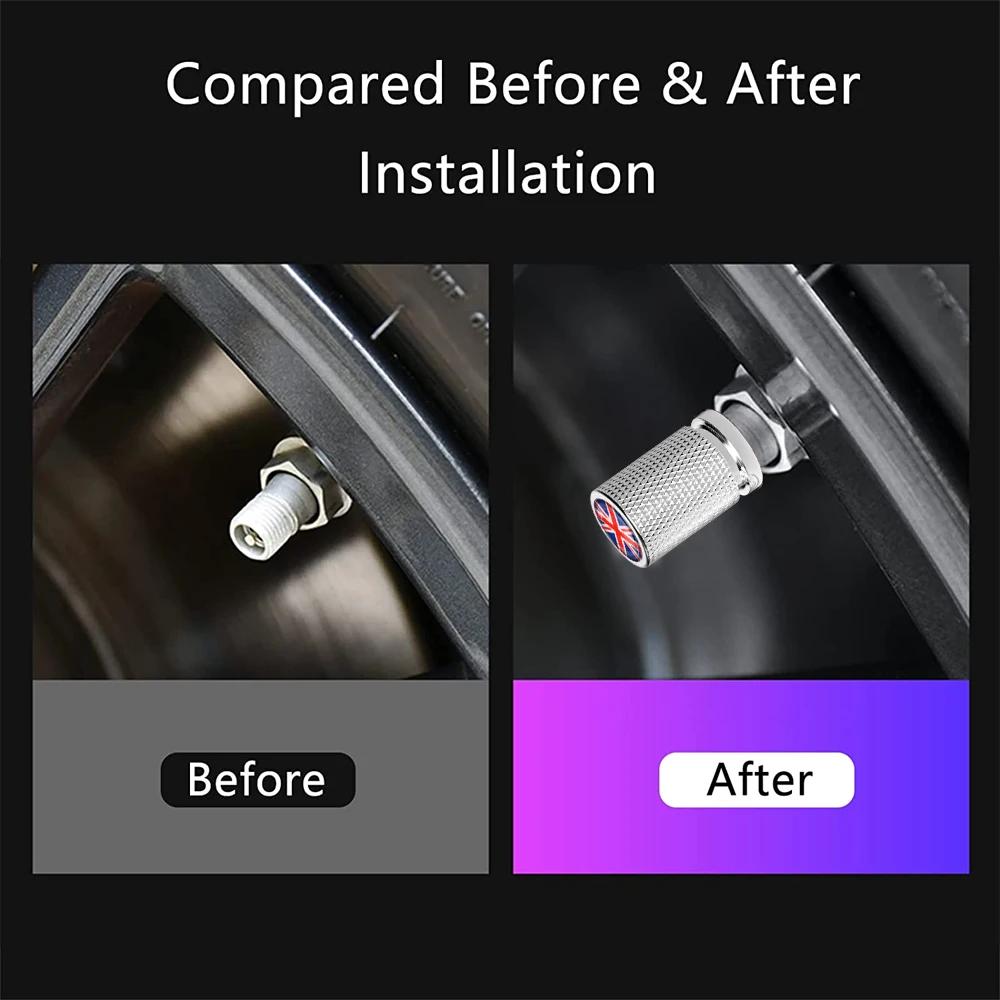 4Pcs/set Car Valve Cap Aluminum Alloy With UK Flag Tire Cap Metal Valve Core Cover Valve Cap Cover For Mini Cooper Accessories pwaxk99