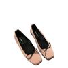 French bow light mouth flat heel single shoes women's shoes 2025 spring and autumn square head retro soft sole Doudou grandma ladyshoes