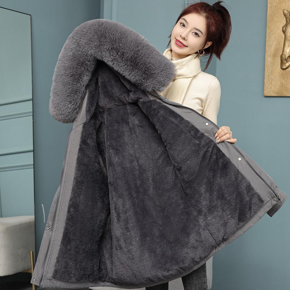 New down cotton-padded jacket for women, mid-length, Korean-style loose plus-size cotton-padded jacket