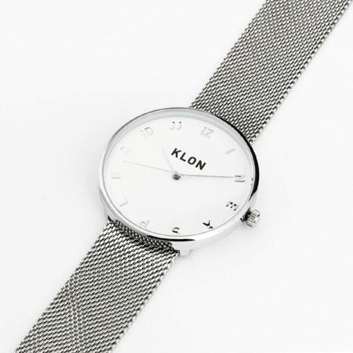Simple Silver Couple's Watches for Men and Women. [Matching Item] KLON MOCK NUMBER -SILVER MESH- Ver. SILVER (40mm X 33mm)