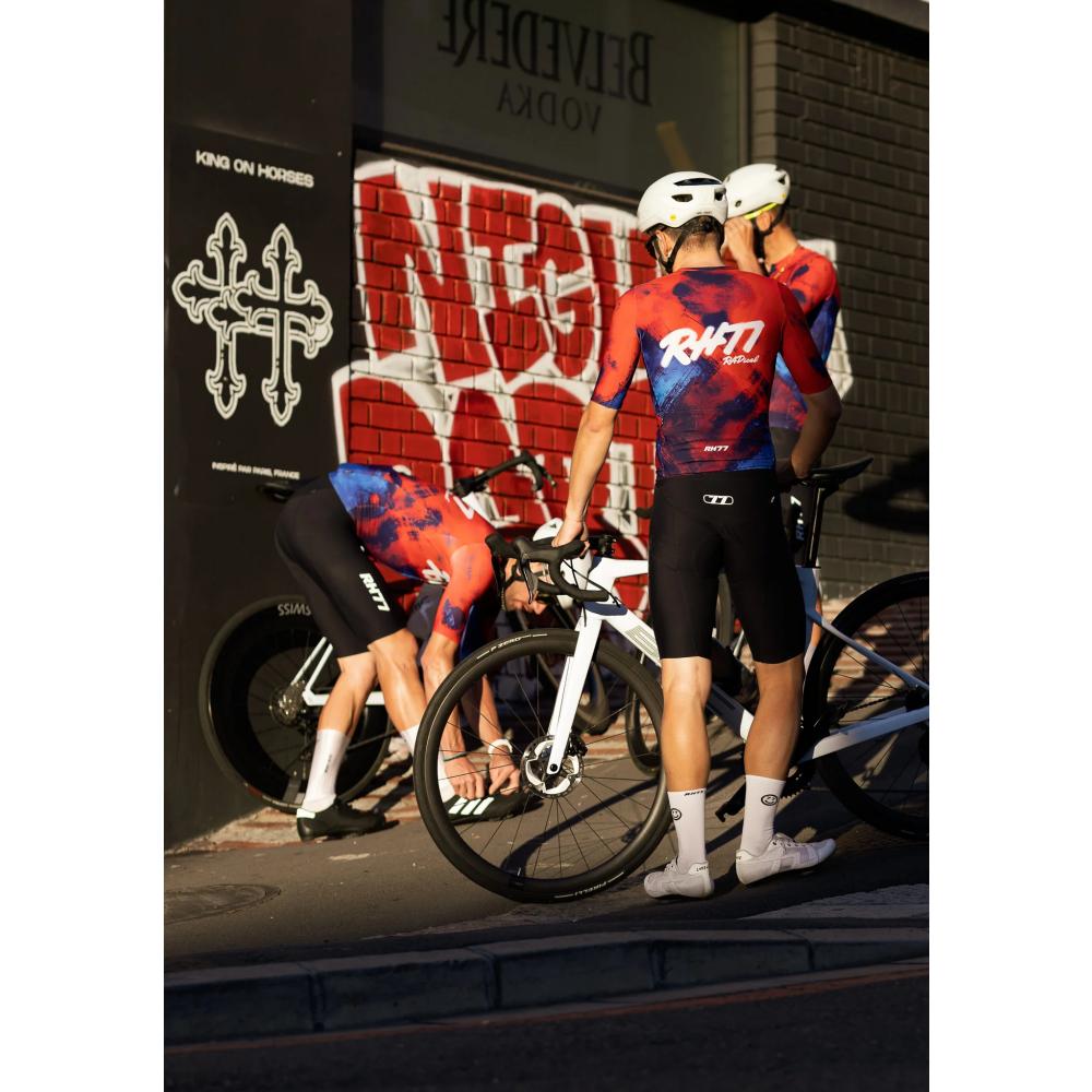 RH77 Maglie da Ciclismo a Maniche Corte Traspiranti Asciugatura Rapida Maglia da Bicicletta Abbigliamento Sportivo Outdoor Ciclismo su Strada di Montagna Alta Qualità