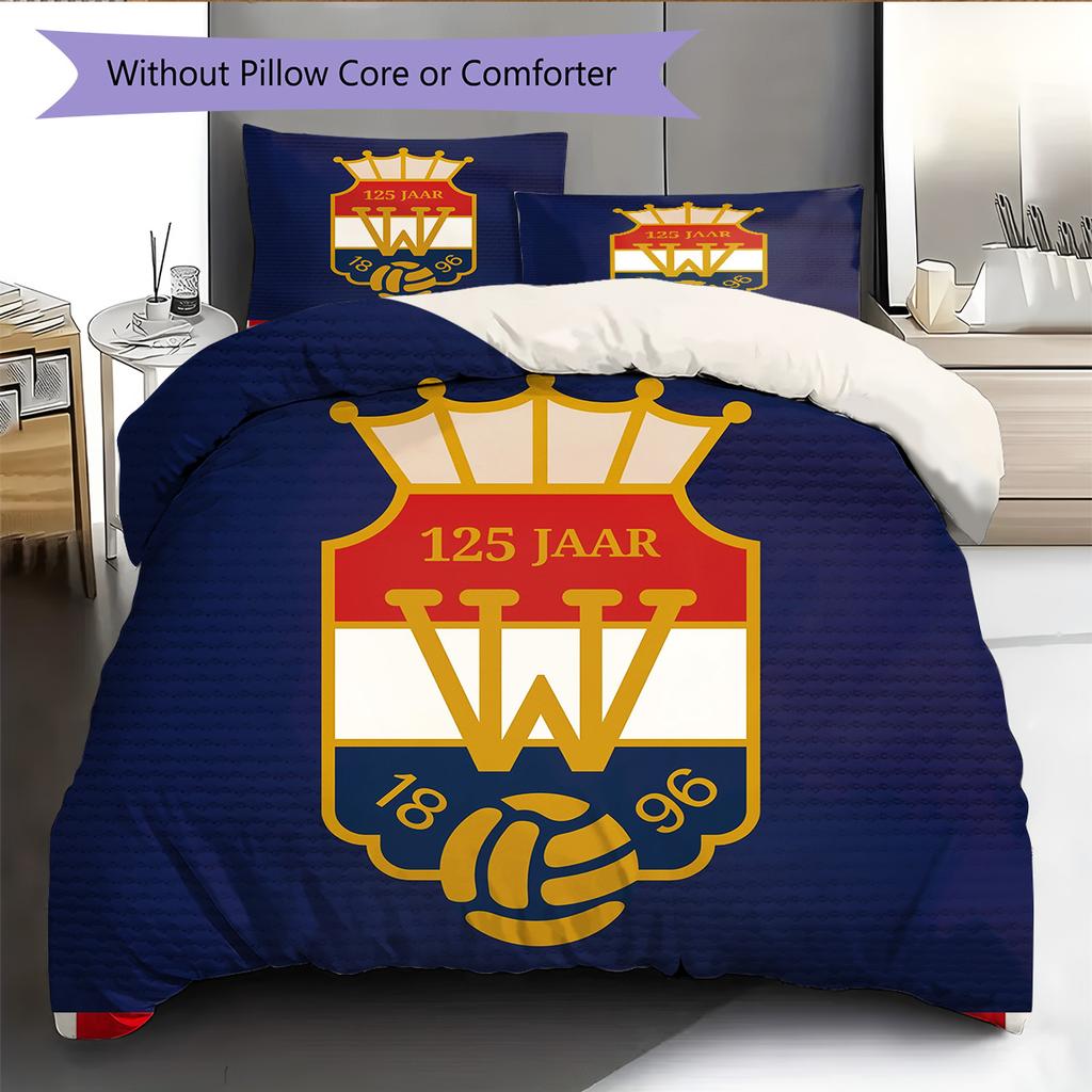 Willem II Tilburg Vzorované povlečení Sada prošívaných přikrývek Domácí dekorace Dárek (1 * povlak na peřinu + 2 * povlak na polštář bez jádra)