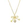 Korean Style Heart Bow Pendant Necklace - Fashionable Clavicle Chain for Women