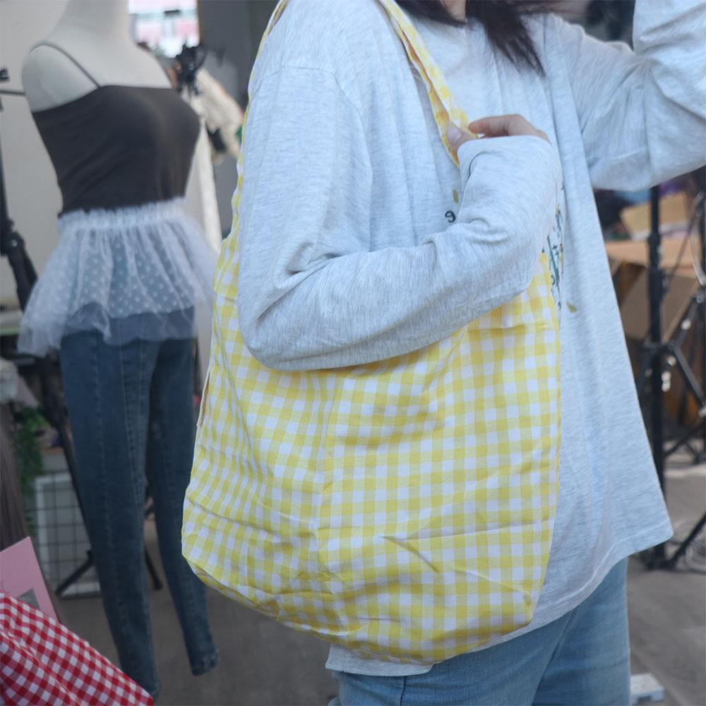 Lightweight Single Shoulder Bag Large Capacity Women's Handbag Sweet Plaid Underarm Bags Girls