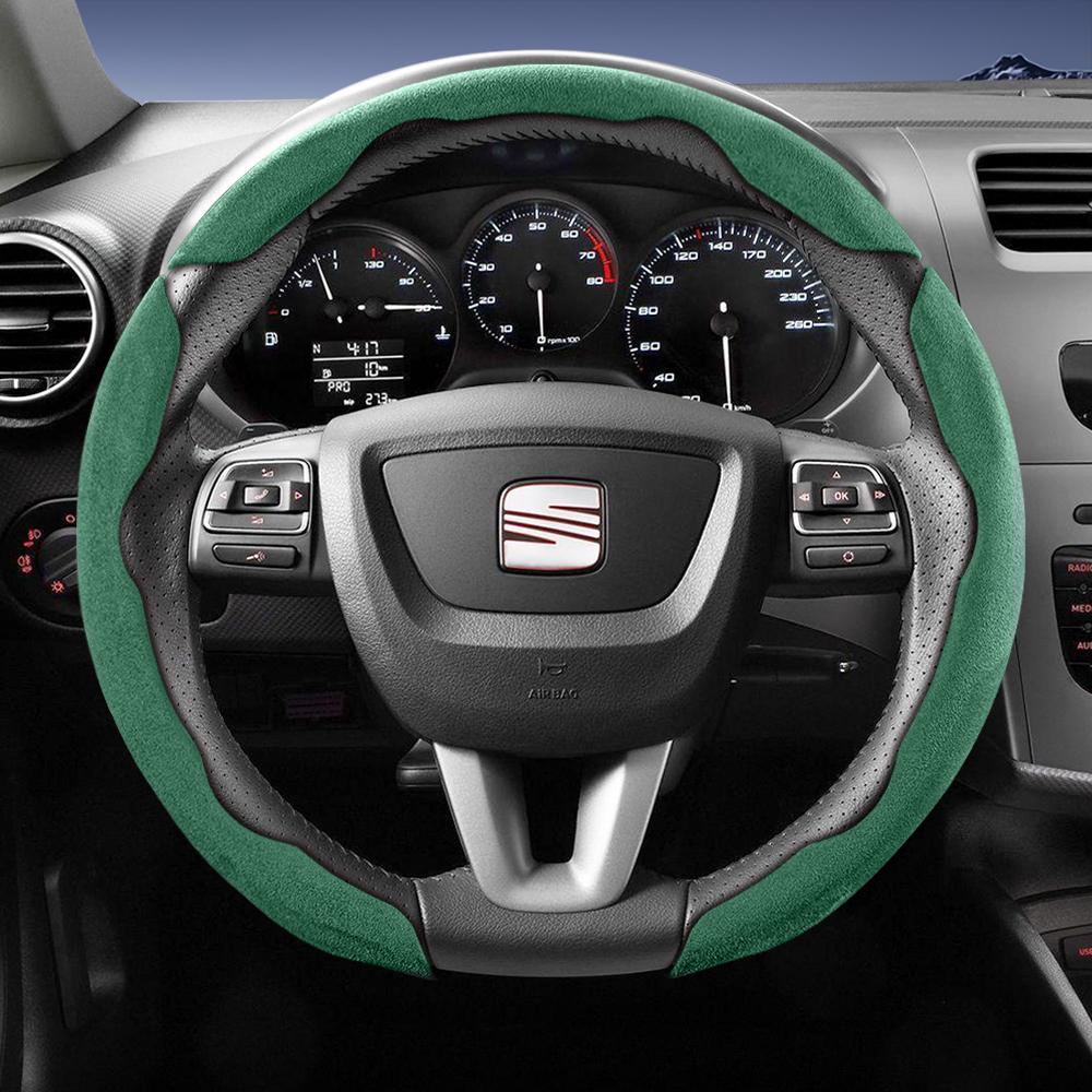 Suitable for Seat Sports Suede Steering Wheel Cover, Split Snap-On Type, Non-Slip and Durable, for Ibiza, Arona, Leon Sportstourer, Ateca and  ujm690