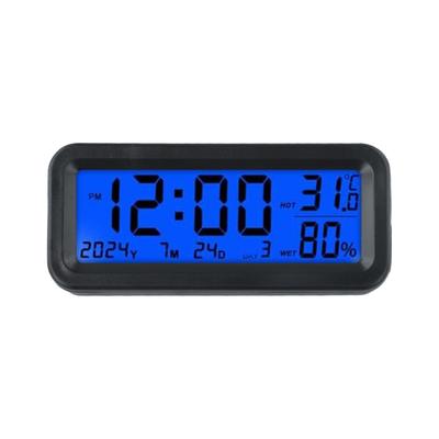 Compact Solar Charging Mini Clock for Car with Date and Temperature Display