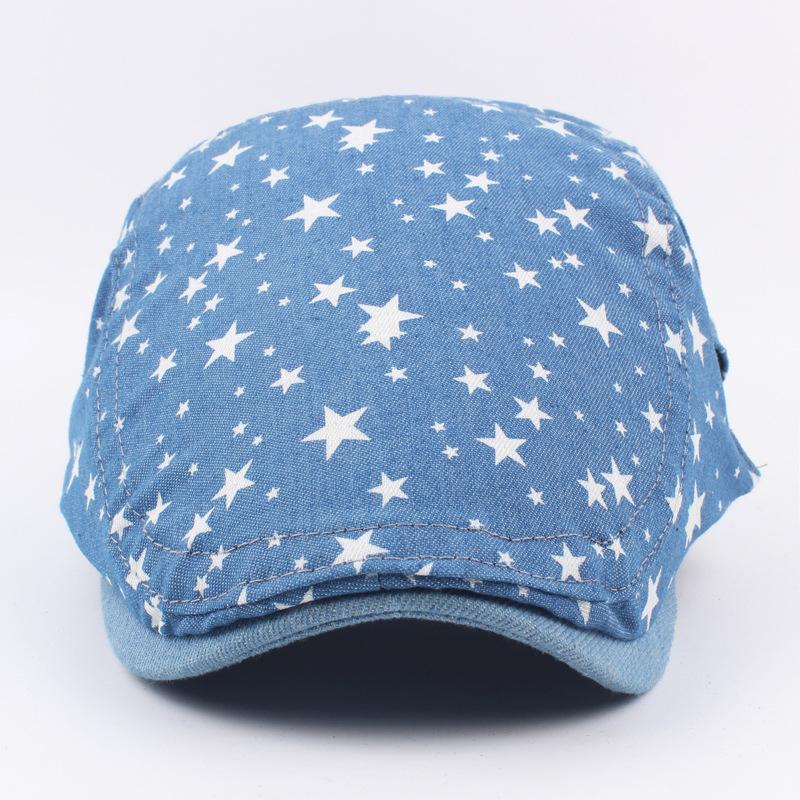 Peak Chasing Wolf Fashion Spring And Summer Ladies Print Denim Cap Casual Painter Hat Vintage Sunshade Beret