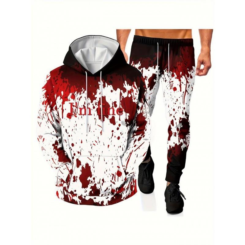 Fashion Skull 3D Print Hoodie Sweatpants Set Men