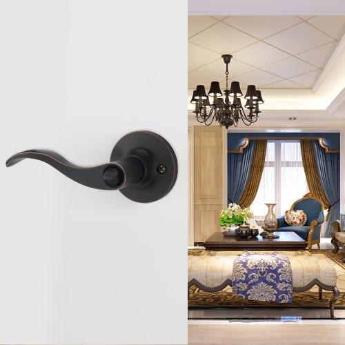Kaifuan Lever Handle Lock for Entry Doors, Passageways, and Bathrooms (Key Included) (Right-Hand Drive) (805-K-R-ORB)