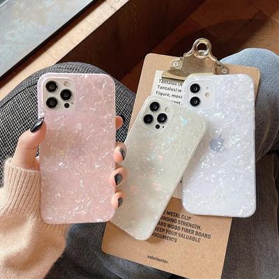Glitzer Traum Muschel Marmor Handyhülle für iPhone 13 Pro 12 11 Pro Max XR XS Max 15 14 Plus Conch Muster Weiche IMD Silikonhülle