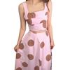  European and  women's clothing new big polka dot suspender short top high waist wide pendulum long skirt temperament set