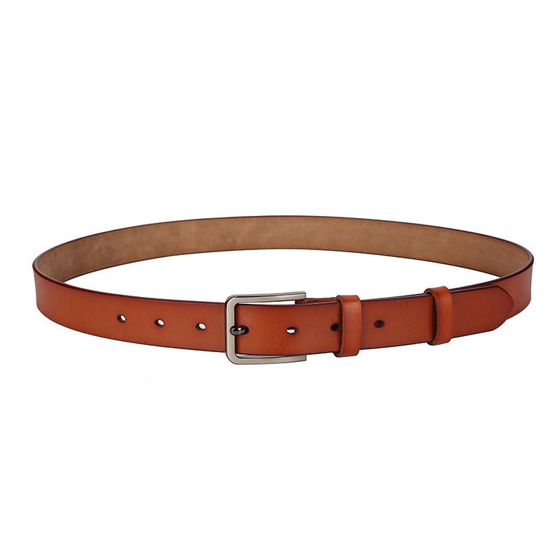 Genuine Leather Belt With Classic Pin Buckle For Casual And Formal Wear