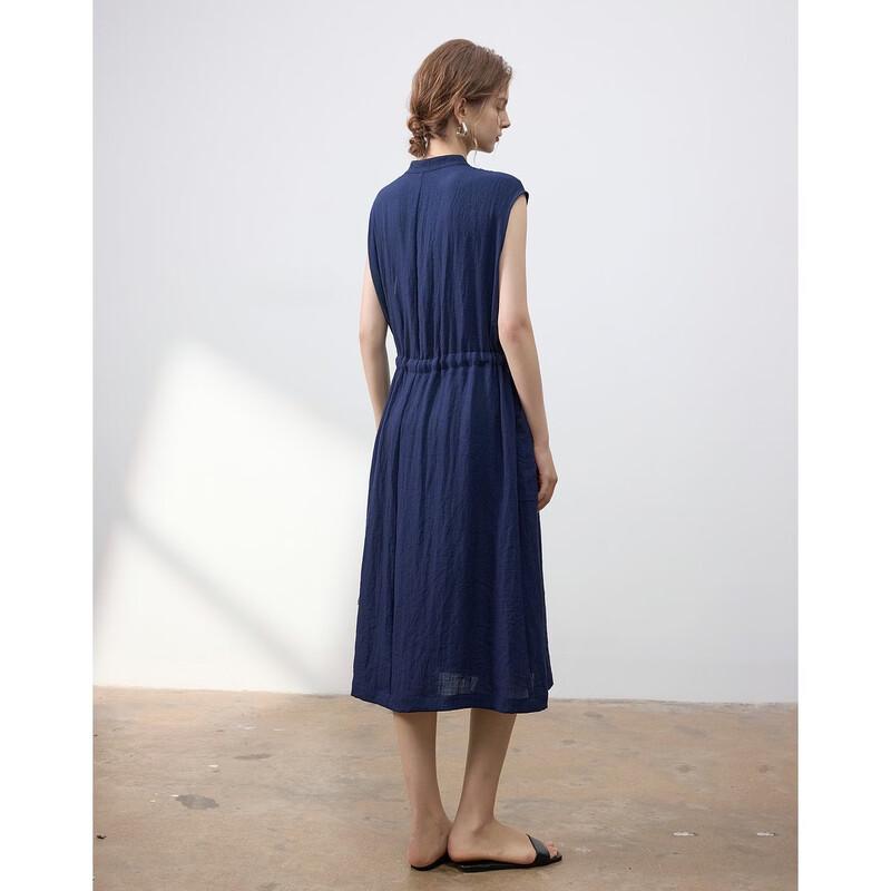 Women's Summer Casual Half-Placket Drawstring Mid-Length Dress