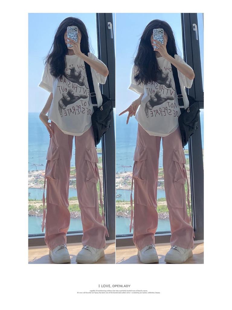 Unisex High-Waist Retro Work Pants, Wide-Leg, Loose-Fit for Spring, Summer, or Autumn