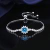 Adjustable Sunflower Bracelet Women With Cubic Zirconia 2ct Simulated Floral Design Copper Plated Jewelry