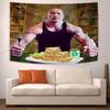 Cheat Day The Rock Eating Pancakes Wall Hanging Tapestry Flags Funny Meme Tapestry Aesthetic Dorm Banner Teen Room Decoration