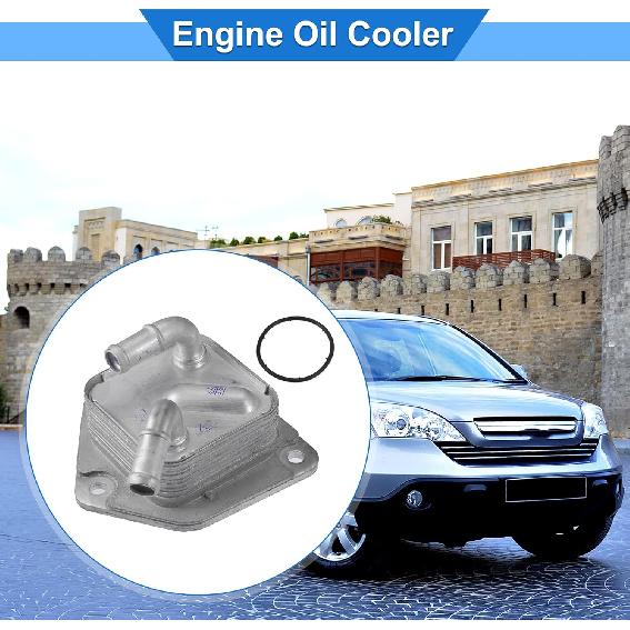 Engine Oil Cooler Kit Compatible for Honda Civic HR-V, Durable Aluminum Alloy Silver Tone Transmission Oil Cooler with O-rings Seal