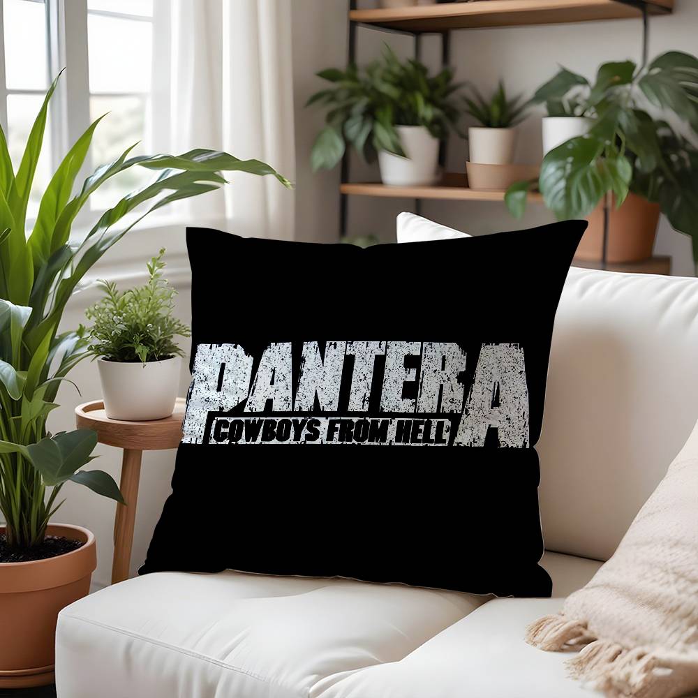 P-Panteras Rockband Kissenbezug Plüschstoff Weich Kissenbezug Beidseitig bedruckt Kissenbezug Haushaltsgeschenke