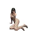 Night Crisp Erotic Underwear, Black Hollowed-out Sexy One-piece Mesh Clothes, Open Large Size, Revealing Breasts, Pure Desire Deep V Mesh Socks 2 Zime