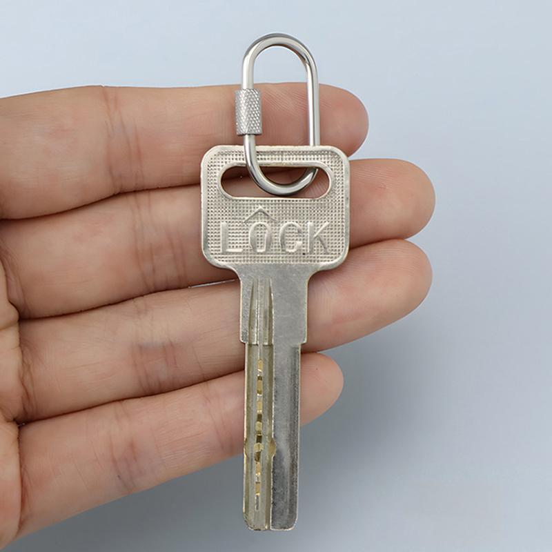 304 Stainless Steel Oval Screw Locking Carabiner Key Ring Keychain Mini Water Bottle Backpack Buckle Lightweight Hanging Buckle