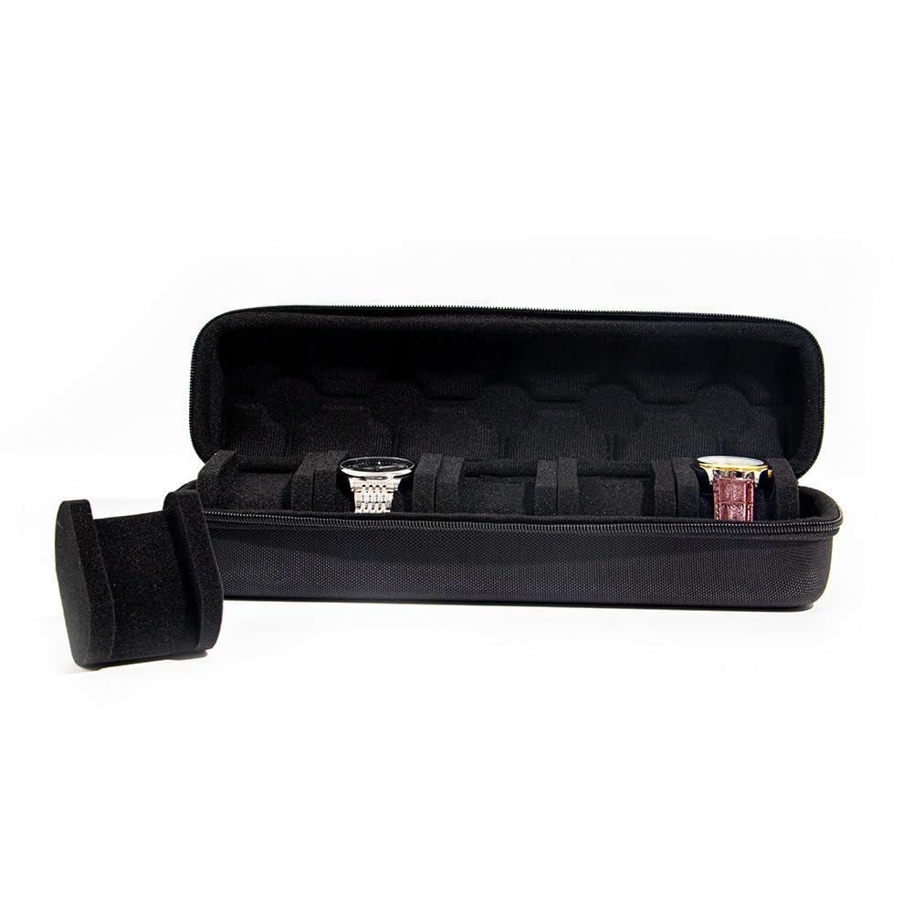 

Watch Case 5 Slot Watch Carry Case Travel Watch Box, Portable Travel Watch Roll, Hard Mens Watch ...