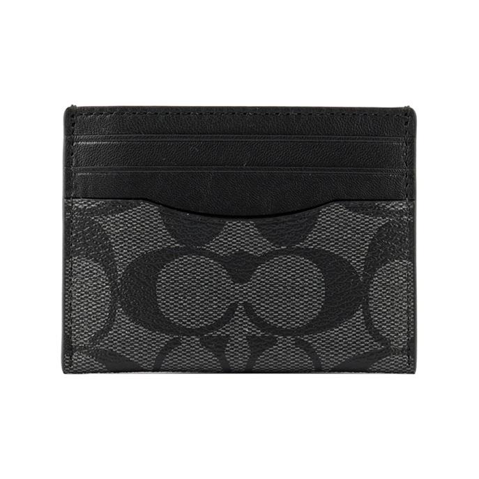 

Coach Card Case Classic Monogram Print Three Credit Card Slots Coated Canvas Men Card Holder Gray Black 58110-CQBK Basic Set (Bag+Dust Bag)