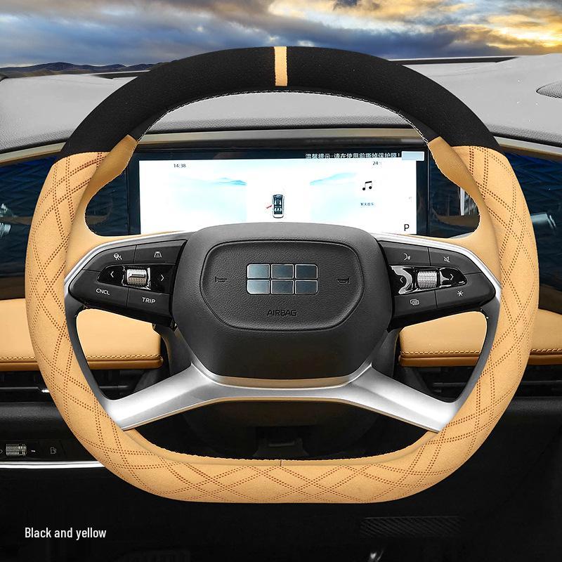 Galaxy L7/L6 Suede Steering Wheel Cover: Ultra-Thin, No-Sew, Winter-Ready.