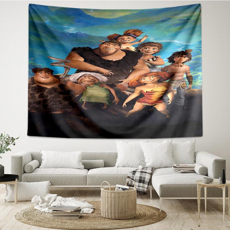 The-Croods Print Tapestry, Backdrop, Easy Setup, Ideal for Bedroom, Office & Living Room, with Aesthetic Wall Hanging Decor.