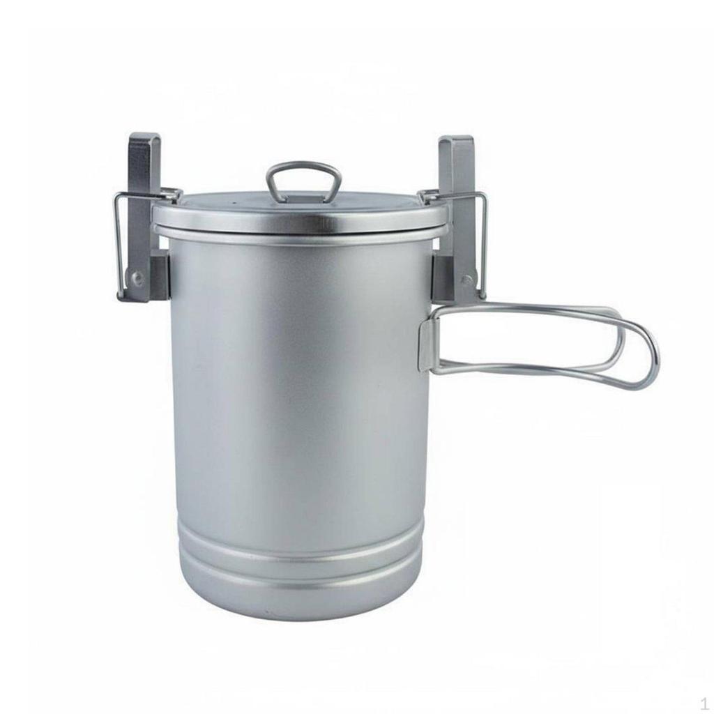 Stainless Steel Camping Pot Lightweight Camp Locking Lid Portable Rice Steamer