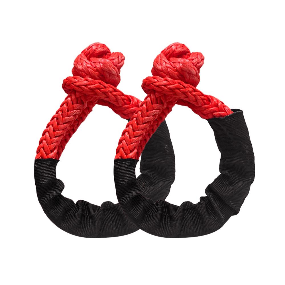 High Quality 12 mm 17 T Breaking Force Red Soft Shackle Towing Strap with Protective Sleeve for Off-Road Cars UHMWPE Material 17