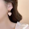 Forest-Style Pink Diamond Heart Stud Earrings: Minimalist, Gentle, Versatile Design for Spring and Summer.