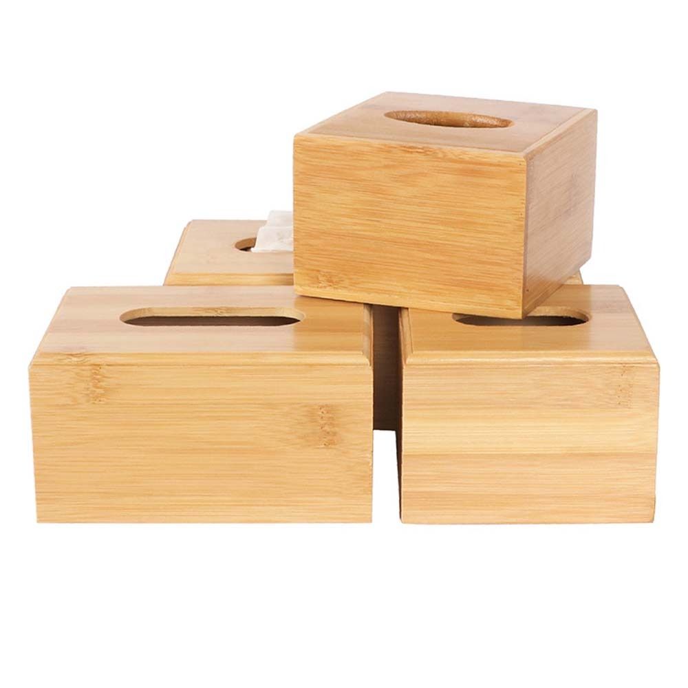 Home Creative Desktop Organizer Bamboo Table Decoration Square Storage box Napkin holder Tissue Holder Tissue Rack