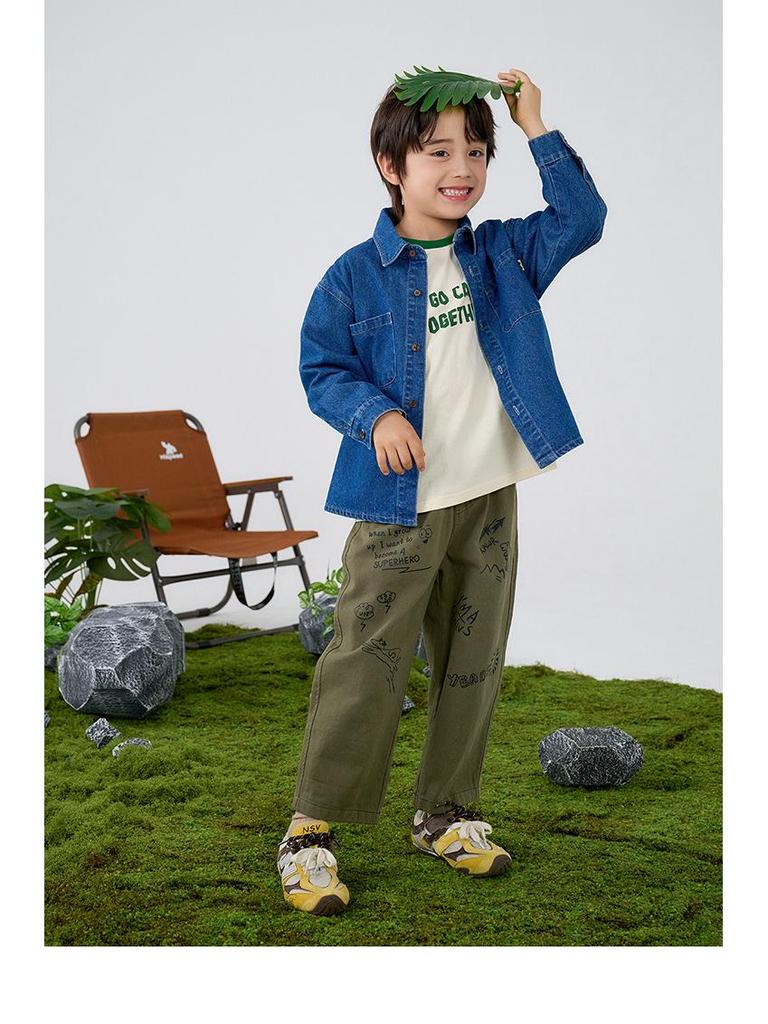 Soft Denim Cotton Boys' Shirt Jacket, Autumn/Spring 2026 Style, Children's Long-Sleeved Top