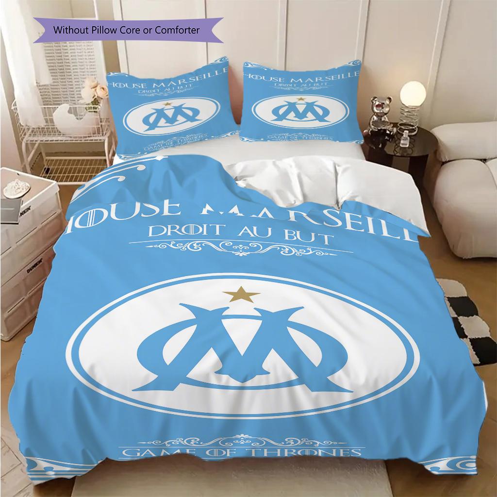 House Marseille Right Goal Three-piece Set (1 * Duvet Cover + 2 * Pillowcase, Without Core) 2D Flat Soft and Comfortable Duvet Cover and Pillowcase