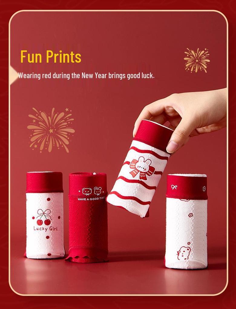 Culottes en Coton Pur pour Filles Année du Cheval – Rouge, Classe A, Coupe Douce, Ne Pince Pas