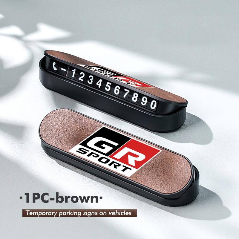 

Suede Leather Car Temporary Parking Card Phone Number Plate For Toyota GR MN Corolla Yaris Aygo Prius RAV4 Crown CHR Camry