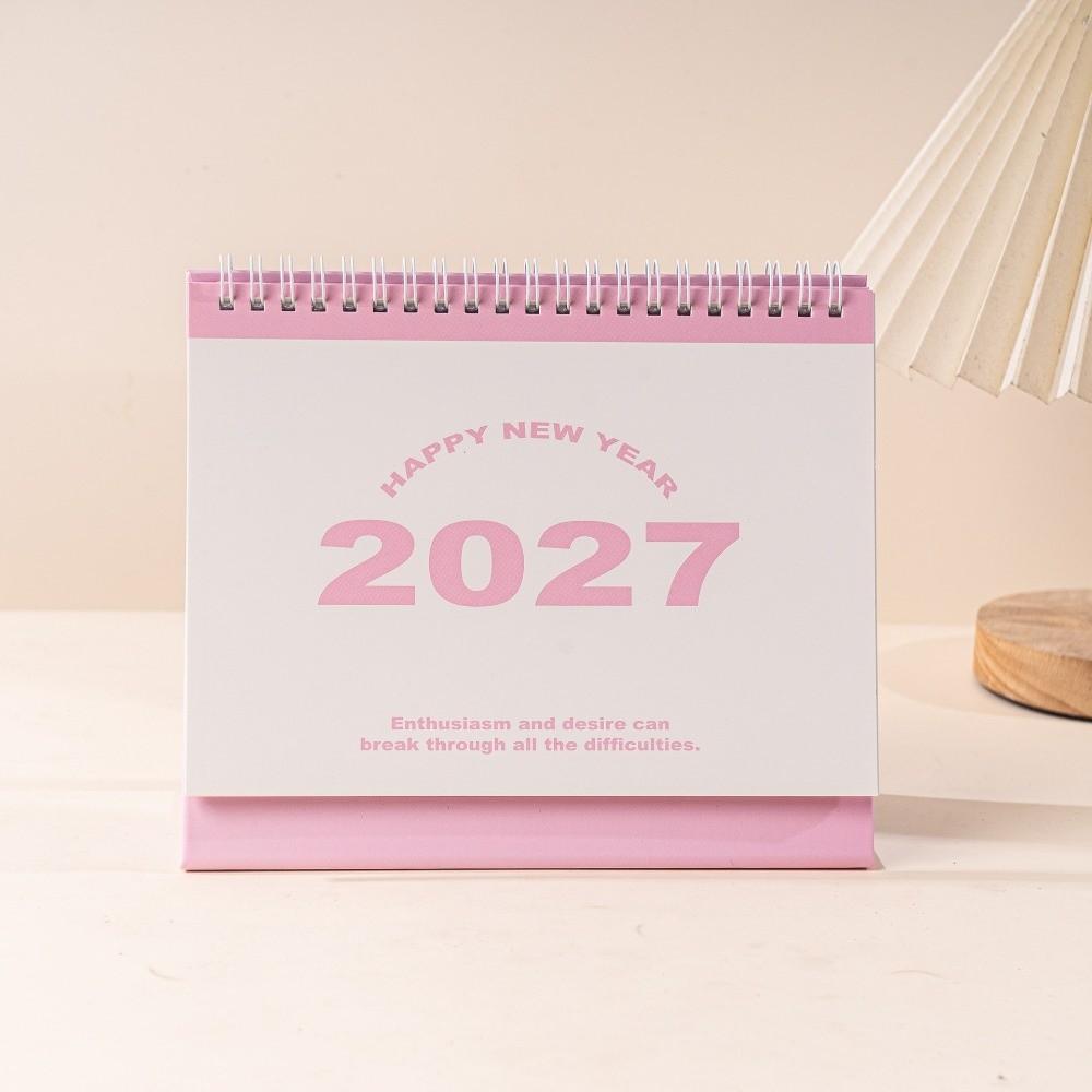Metal Coil 2027 Desktop Calendar Standing Design Spiral Desk Calendar Schedule Planning