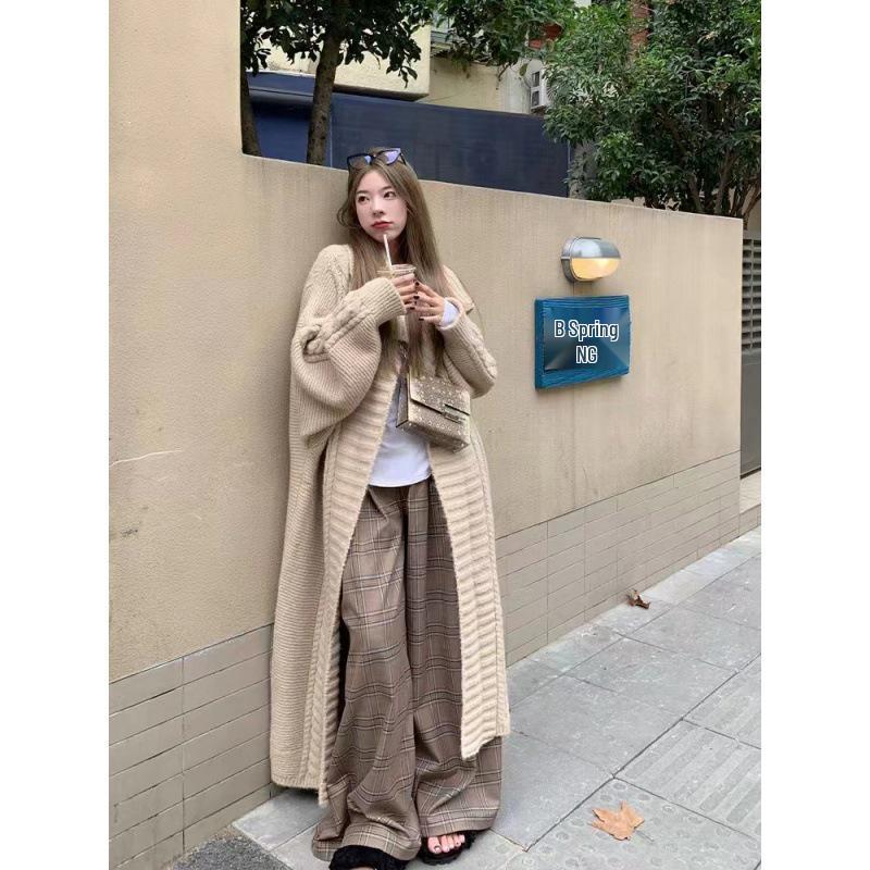 Women's Long Knit Cardigan – 2023 Spring/Autumn Versatile Loose Korean-Style Sweater Coat