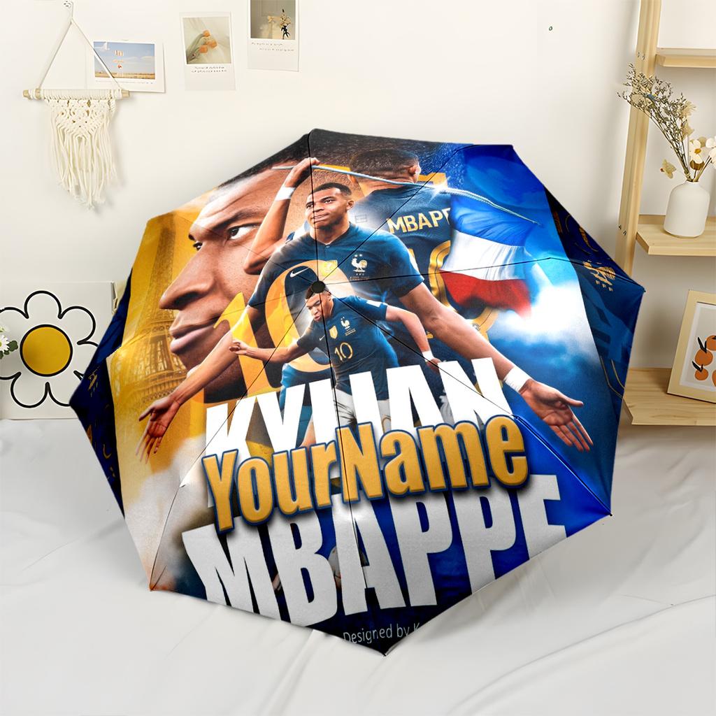 Mbappe Customized Name Umbrella Portable Automatic Umbrella Sturdy 8-Rib Shaft Sturdy Construction Travel Essential Stylish Accessory