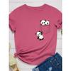 Fashion Personality T-Shirt Pocket Panda Print Women T Shirt Short Sleeve O