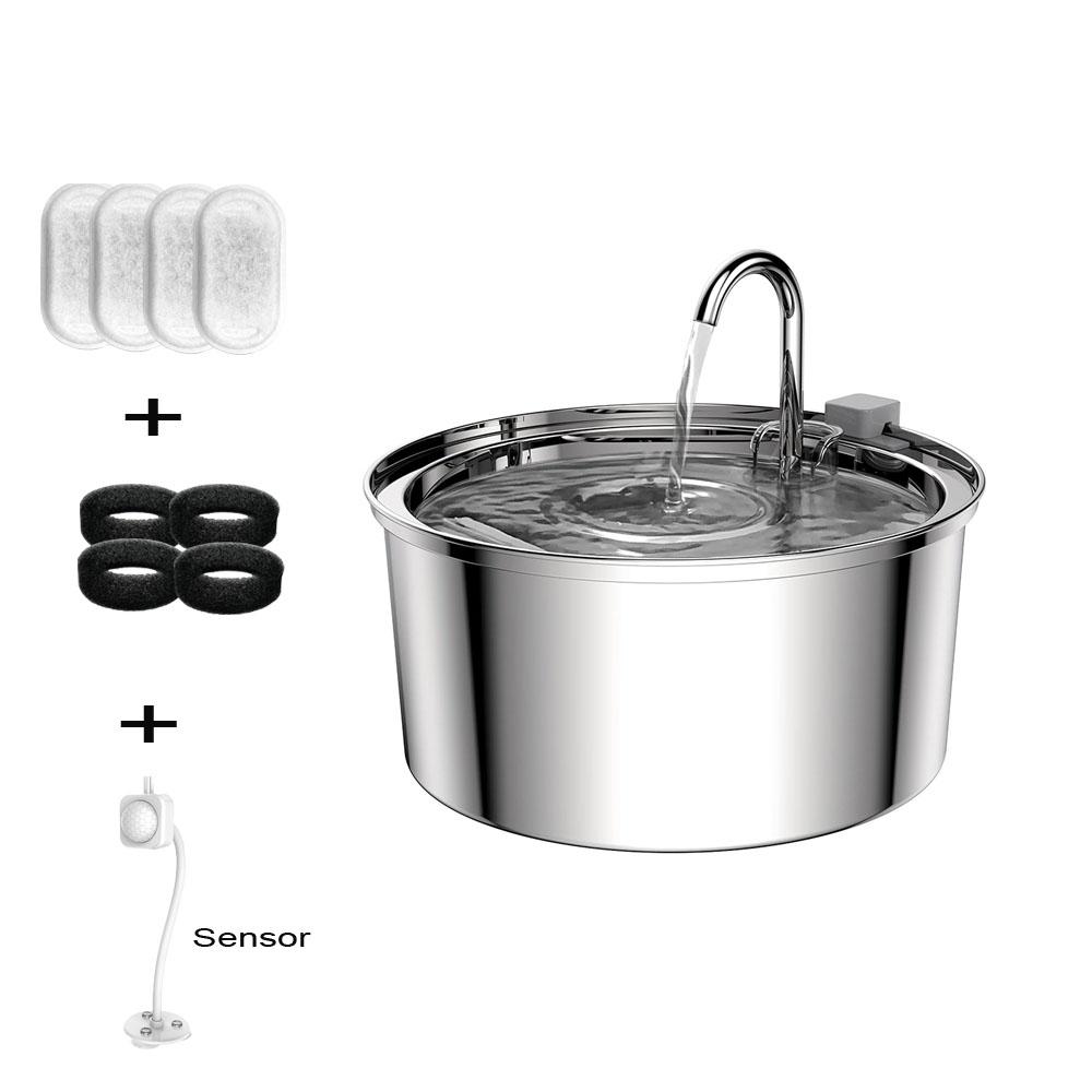 Stainless Steel Wireless Recharging Sensor Auto Dogs Water Drinking Fountain For Cats Dog Drinker 3L 5V USB Pet Dispenser Bowl