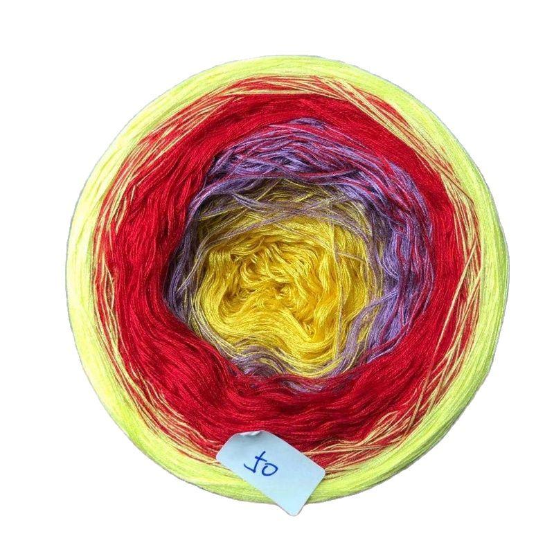 300g Organic Lace Cotton Blend Cake Roll Long Section Dyeing Yarn Hand-woven Shawl Scarf Skirt Hat Crochet Wool
